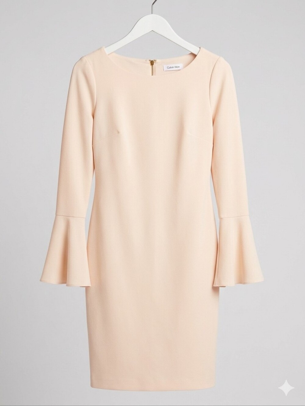Calvin Klein Women's Blush PINK Bell-Sleeve Sheath Midi Dress